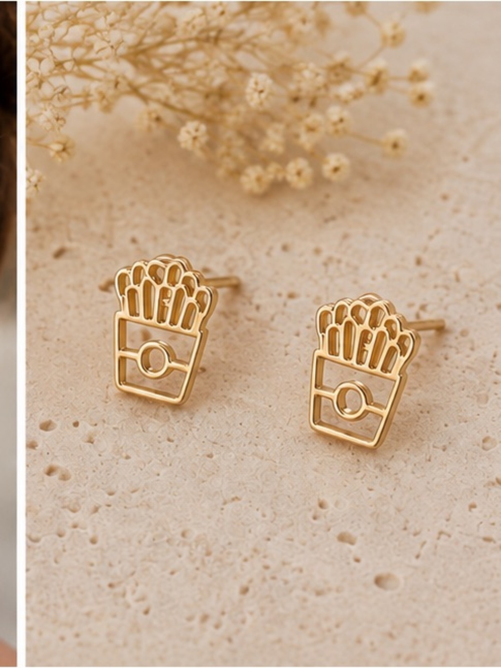 NEW GIFT READY EARRINGS LC Lauren Conrad Golden French Fry STUDS **2 for 20*